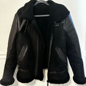Black Leather Shearling Jacket